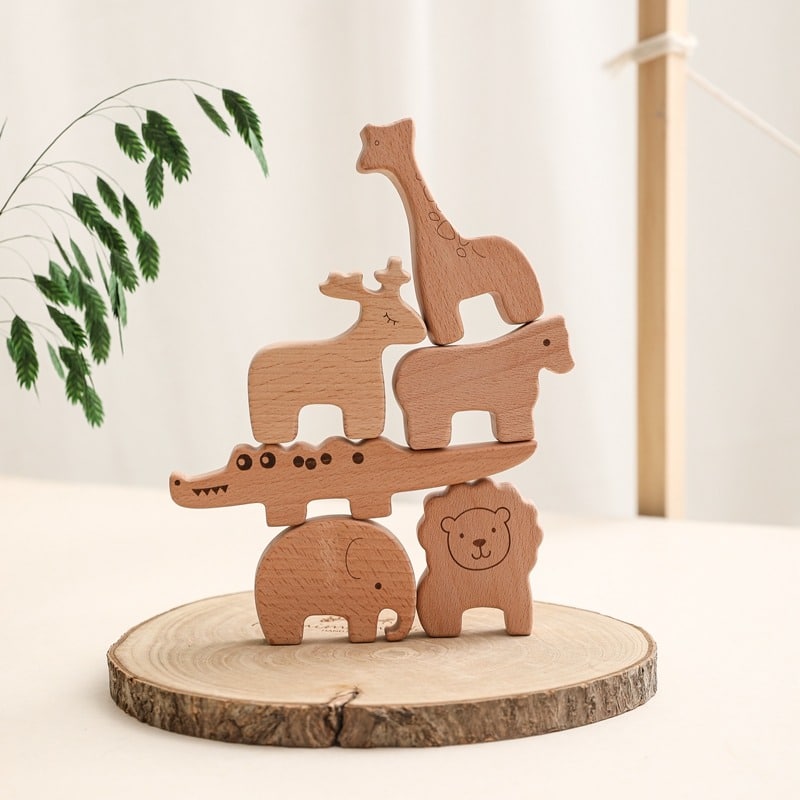 Jeux Montessori blocs d'équilibre Animal en bois