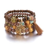 Ensemble de bracelets assortis en bois et pierres avec arbre de vie 4